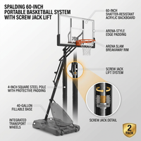 (2 Pack)  60-Inch Portable Basketball Hoop with Acrylic Backboard, Screw Jack Lift & Arena Slam Rim-Outdoor Play — How It Works