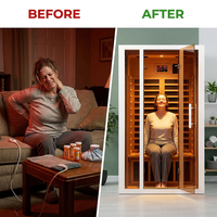 2 Person Extendable FAR Infrared Sauna for Home, Hemlock Wood Low EMF 6 Carbon Heaters Indoor Saunas with LED Lights, Bluetooth Speaker, Digital Control Panel, and Seating Bench — Before & After