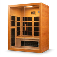 1 Person Extendable FAR Infrared Sauna for Home, Hemlock Wood Low EMF 6 Carbon Heaters Indoor Saunas with LED Lights, Bluetooth Speaker, Digital Control Panel, and Seating Bench — Studio Shot