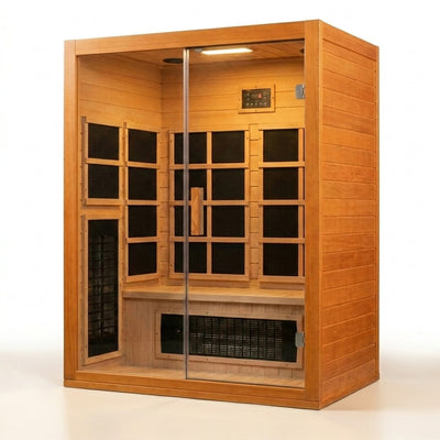Infrared Sauna Built for Home Recovery, Hemlock Wood, 6 Carbon Heaters, Extendable Design