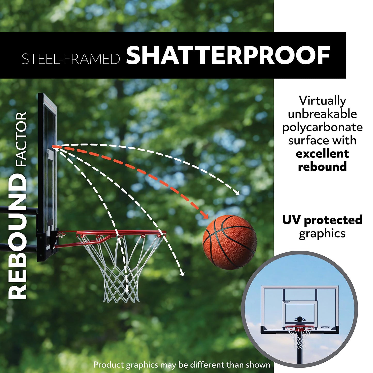 54-Inch Shatterproof Inground Basketball Hoop with Power Lift Adjustment & Slam-It Pro Rim – Model 71525-Outdoor Play