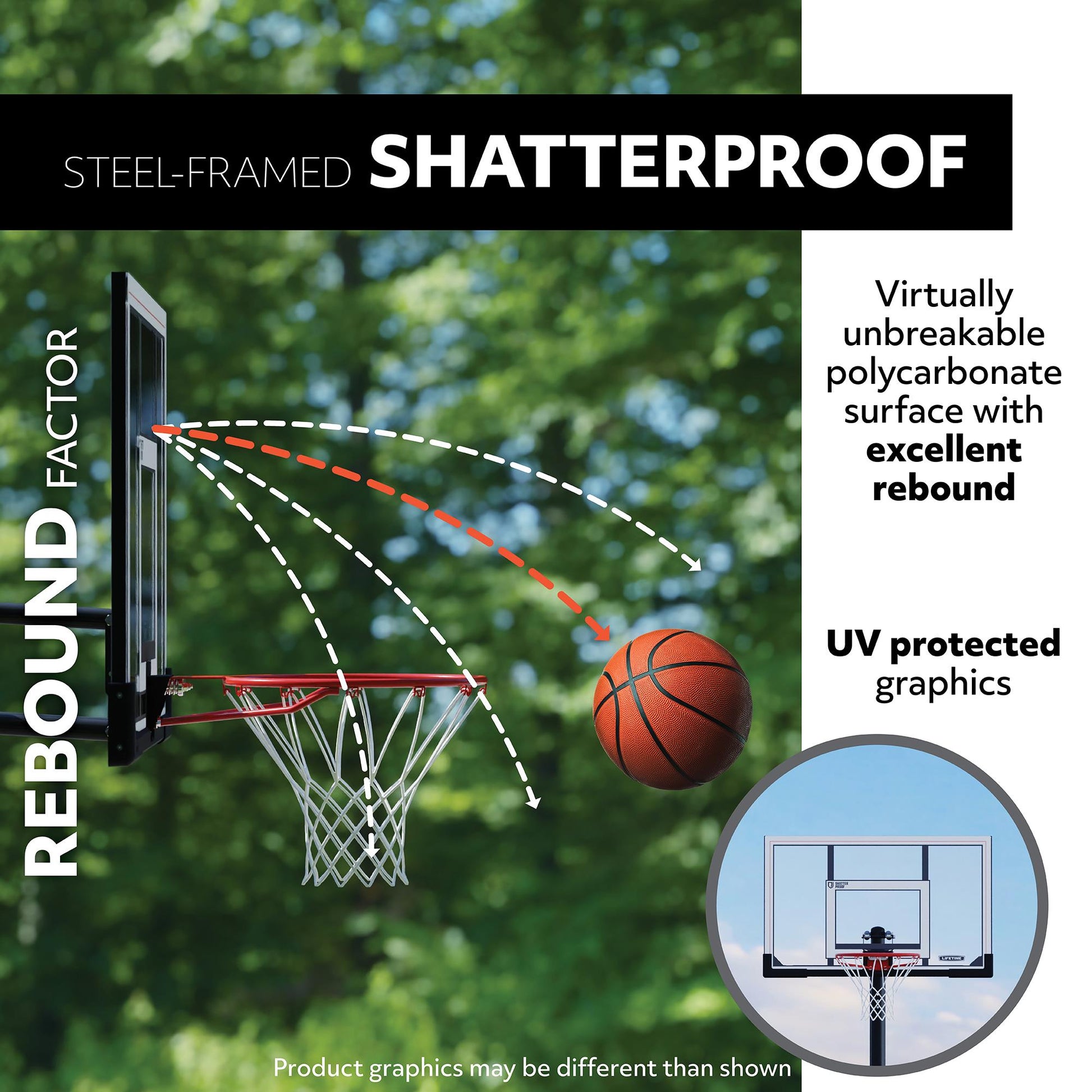 54-Inch Shatterproof Inground Basketball Hoop with Power Lift Adjustment & Slam-It Pro Rim – Model 71525-Outdoor Play