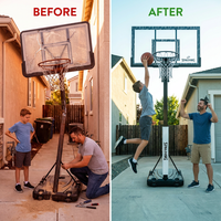 (2 Pack)  60-Inch Portable Basketball Hoop with Acrylic Backboard, Screw Jack Lift & Arena Slam Rim-Outdoor Play — Before & After