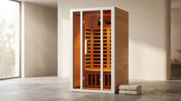 2 Person Extendable FAR Infrared Sauna for Home, Hemlock Wood Low EMF 6 Carbon Heaters Indoor Saunas with LED Lights, Bluetooth Speaker, Digital Control Panel, and Seating Bench — Lifestyle
