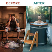 Cold Therapy 1 Person Ice Bath 118 Gallon Cold Plunge 37.5" X 33.25" — Before & After