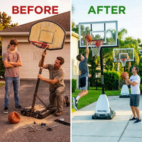 (2 Pack)  60-Inch Portable Basketball Hoop with Acrylic Backboard, Screw Jack Lift & Arena Slam Rim-Outdoor Play — Before & After