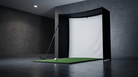 DIY Golf Simulator Impact Screen Frame Enclosure Kit Set, Use with Simulators, Durable Fabric with Velcro, Reinforced Black Border, 9.8'X9.8'X4.9' — Lifestyle