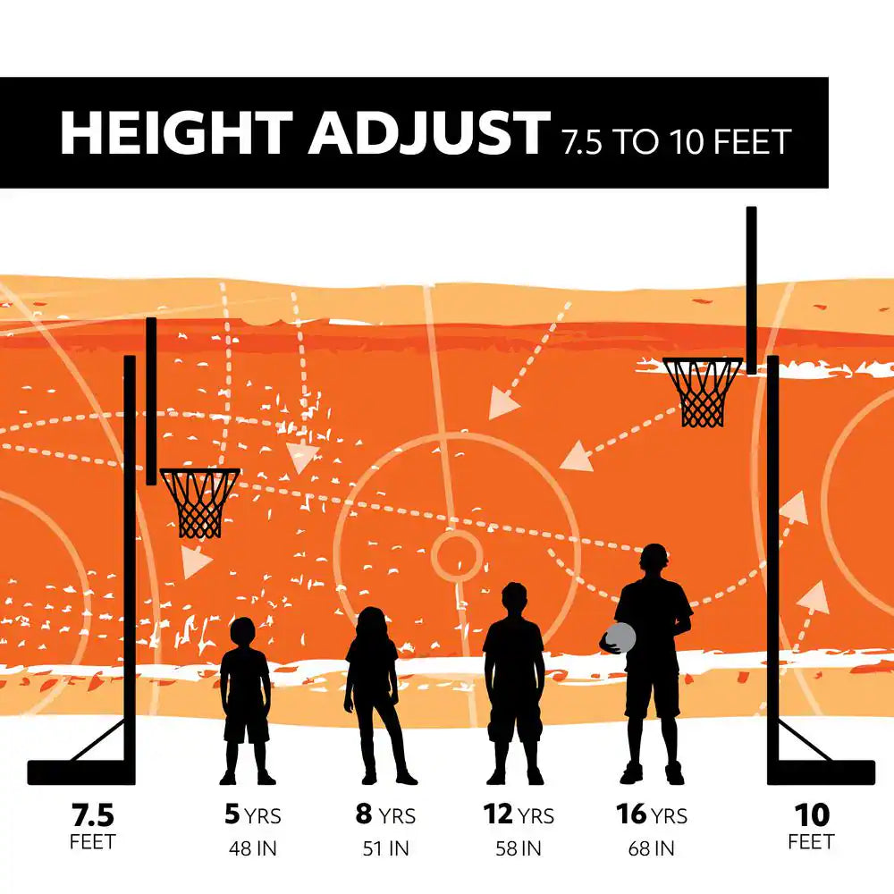 54 In. Polycarbonate Adjustable In-Ground Basketball Hoop